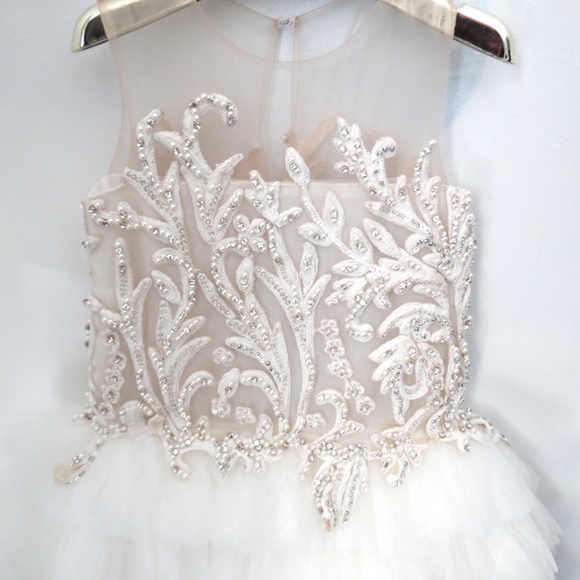 Mischka Aoki Couture Beaded Girls Party Tulle Lace - Picture 2 of 5